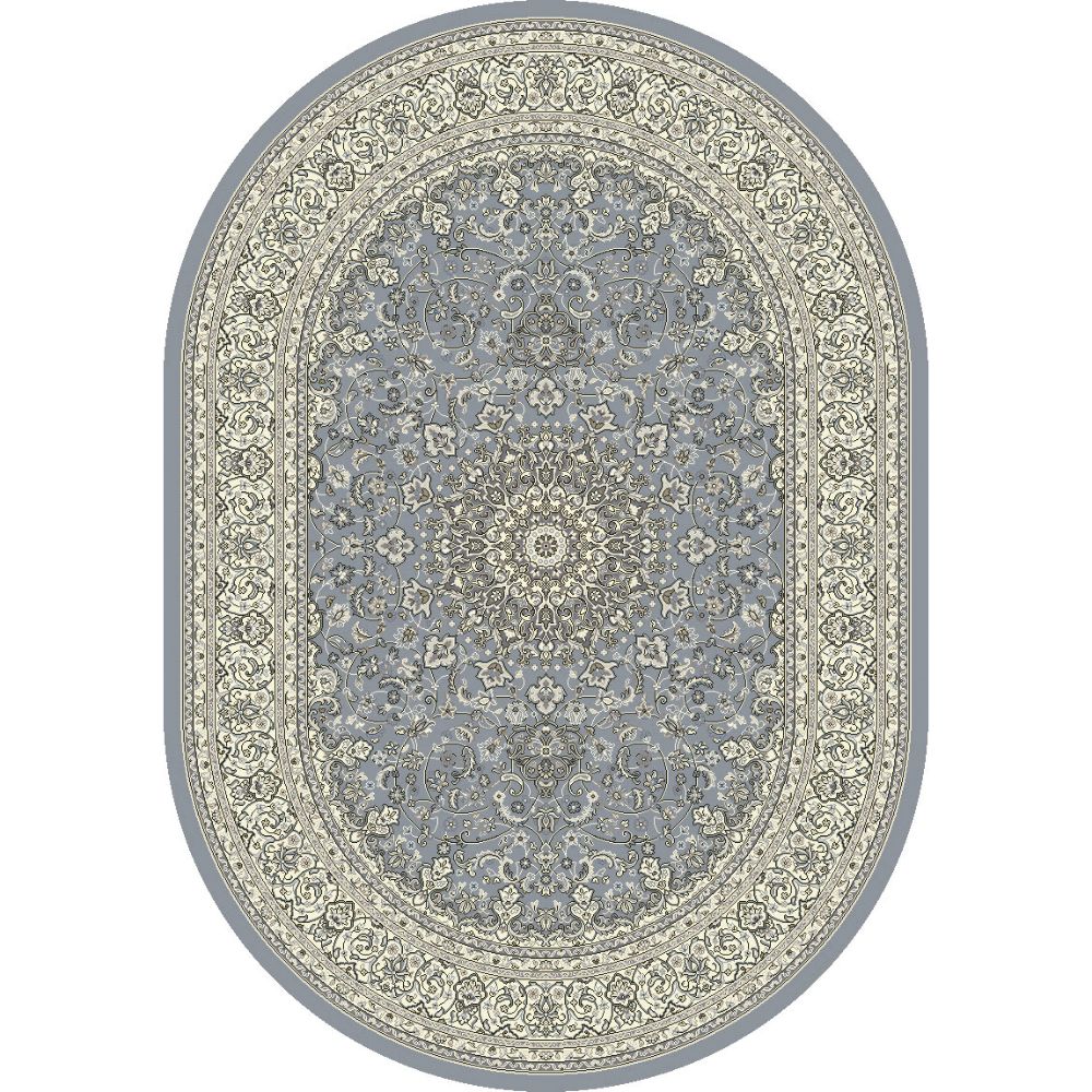 Dynamic Rugs  57119-4646 Ancient Garden 6 Ft. 7 In. X 9 Ft. 6 In. Oval Rug in Steel Blue / Cream